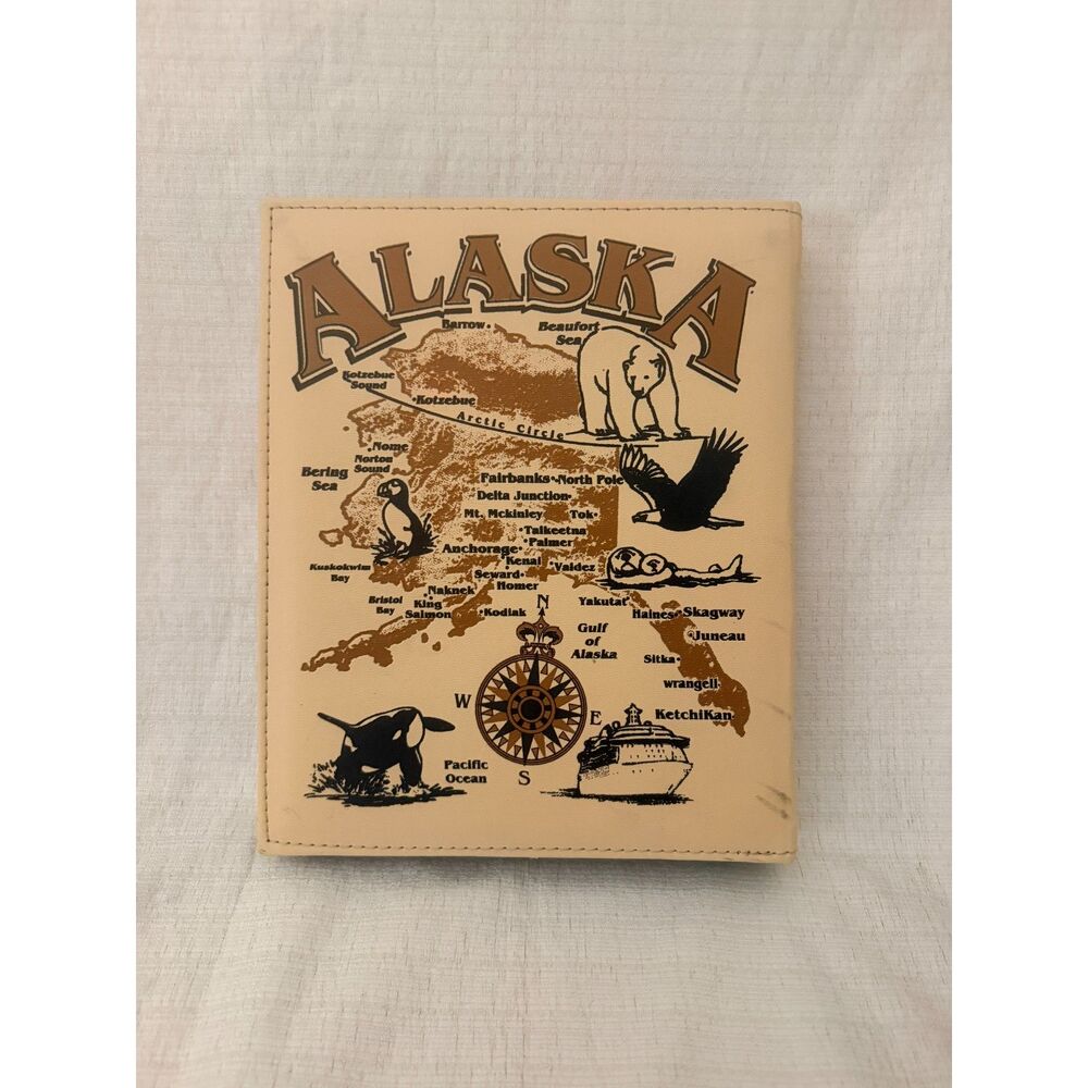 Vintage Alaskan Map Souvenir Embossed Photo Album